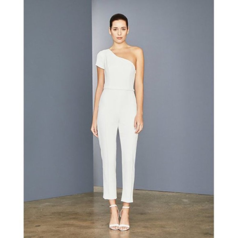 Amsale LW157 Crepe Tailored Silk Jumpsuit 10